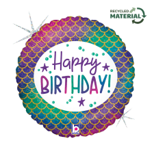 Boldog születésnapot Happy Birthday Glitter Mermaid fólia lufi 46 cm party kellék
