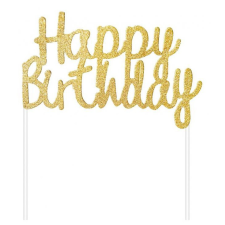 Boldog születésnapot Happy Birthday Gold torta dekoráció party kellék