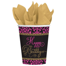 Boldog születésnapot Happy Birthday papír pohár 18 db-os 266 ml party kellék