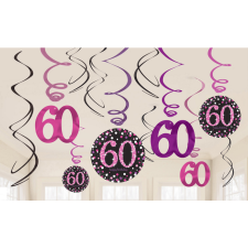 Boldog születésnapot Happy Birthday Pink 60 szalag dekoráció 12 db-os szett party kellék