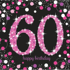 Boldog születésnapot Happy Birthday Pink 60 szalvéta 16 db-os 33x33 cm party kellék