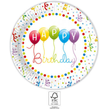 Boldog születésnapot Happy Birthday Streamers papírtányér 8 db-os 23 cm FSC party kellék