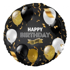 Boldog születésnapot Happy Birthday To You Black-Gold fólia lufi 36 cm party kellék