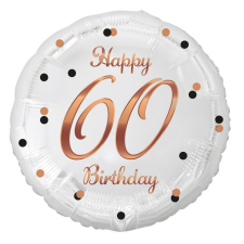 Boldog születésnapot Happy Birthday White-Rose Gold 60 fólia lufi 36 cm party kellék