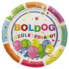  Boldog születésnapot lufis party papírtányér 23cm 8db-os kiszerelésben party kellék