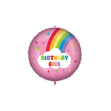 Boldog születésnapot Rainbow Birthday Girl fólia lufi 46 cm party kellék