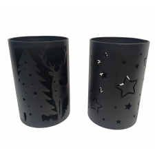 Boltze Gail mécsestartó nagy 16 cm x 16 cm x 24 cm fekete karácsonyi dekoráció