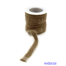  Bolyhos textil szalag 10mm x 4,11m - Közép barna szalag, masni