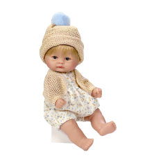 Bomboncin baba bézs sapkával 20cm baba