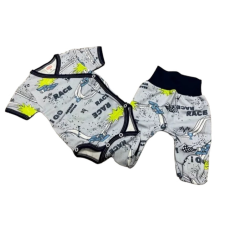 Bomer 2 részes szett - Kék Versenyautós 56 babaruha szett