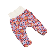 Bomer Pamut bébi nadrág - Kék/Narancssárga Virágos 62 babanadrág