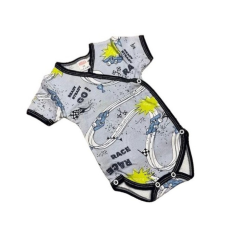 Bomer Réklis Rövid Ujjú Pamut Body - Kék Versenyautós - 62 kombidressz, body