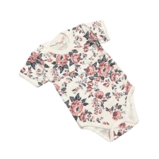 Bomer Rövid ujjú Body - Fehér Alapon Rózsás - 68 kombidressz, body