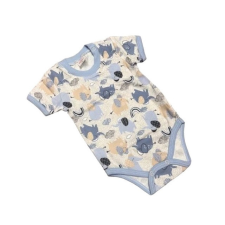 Bomer Rövid ujjú Body - Kék/Szürke Elefántos - 68 kombidressz, body