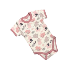 Bomer Rövid ujjú Body - Rózsaszín/Krém Elefántos - 68 kombidressz, body