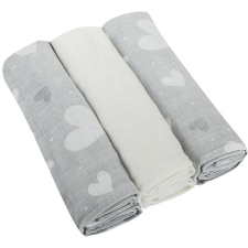 BOMIMI Premium Pamut pelenka 80×70 Szívecske - szürke 3 db mosható pelenka