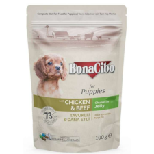BonaCibo Dog alutasakos eledel 100 g PUPPY csirke&marha zselében kutyaeledel
