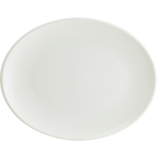 BONNA "Iris" lapos, ovális tányér, hossza: 250 mm, fehér tányér és evőeszköz