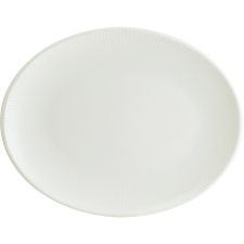 BONNA "Iris" lapos, ovális tányér, hossza: 310 mm, fehér tányér és evőeszköz