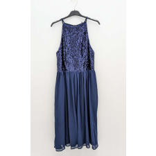 Boohoo flitteres magas nyakú midi ruha (sötétkék) Méret: 38-40 női ruha