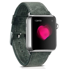 Bőr Apple Watch 38/ 40/ 41 mm iCarer valódi bőr óraszíj sötétzöld okosóra kellék