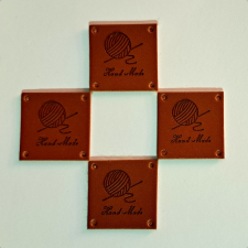  Bőr hatású felvarrható "Hand Made" cimke - 4db/csomag rövidáru