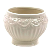  Bordás virágmintás fehér kerámia kaspó, átmérője: 9 cm, magasága: 8 cm