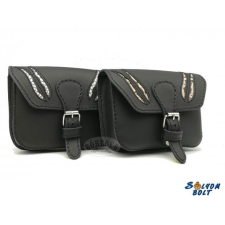 Bőregér Fekete, kígyóbőr betétes bőr övtáska, egyfakkos, csatos ajándéktárgy