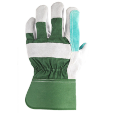  BŐRKESZTYŰ,SZÜRKE HASÍTÉK,DUPLA BŐR TENYÉR/ZÖLD VÁSZON_12 védőkesztyű