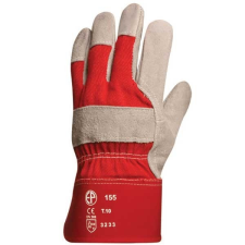  BŐRKESZTYŰ, SZÜRKE MARHAHASÍTÉK, ERŐS, PIROS VÁSZON KÉZHÁT (8) védőkesztyű