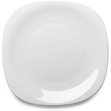 Bormioli Rocco Parma fehér üveg desszert tányér, 20x20 cm, 1 db tányér és evőeszköz