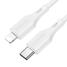 Borofone BX49 USB-C apa - Lightning apa 2.0 Adat és töltő kábel - Fehér (1m) kábel és adapter