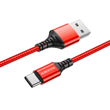 Borofone BX54 USB - Type-C Adat és töltő kábel 1.0m - Piros kábel és adapter