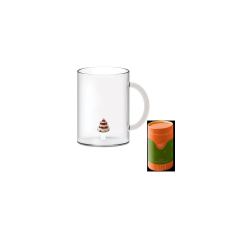 Borosilicate hőálló üvegbögre belső dekorral, 420ml, tortás konyhai eszköz