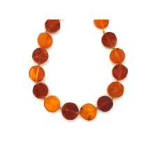  Borostyán barna matt korong 7-13mm nyaklánc 45cm nyaklánc