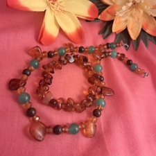  Borostyán és Jáde  nyaklánc  + karkötő meseszép ékszer szett