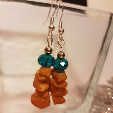  Borostyán és kristály fülbevaló fülbevaló