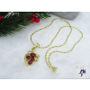  Borsi piros szőlő medálos nyaklánc -piros kővel-14K