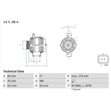 Bosch generátor 0 986 041 850 autóalkatrész