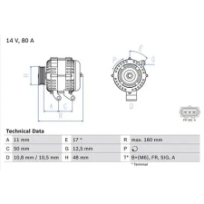 Bosch generátor 0 986 044 701 autóalkatrész