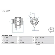 Bosch generátor 0 986 082 150 autóalkatrész