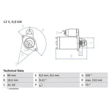 Bosch önindító 0 986 017 120 autóalkatrész