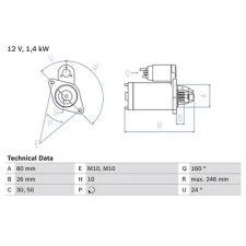 Bosch önindító 0 986 019 500 autóalkatrész
