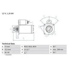 Bosch önindító 0 986 025 470 autóalkatrész