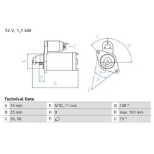 Bosch önindító 0 986 025 680 autóalkatrész