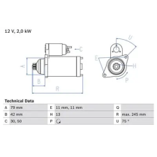 Bosch önindító 0 986 026 160 autóalkatrész
