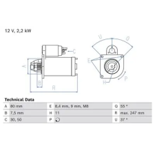 Bosch önindító 0 986 026 850 autóalkatrész