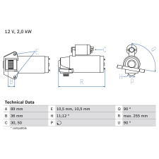 Bosch önindító BOSCH 0 986 021 810 autóalkatrész