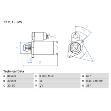 Bosch önindító BOSCH 0 986 027 030 autóalkatrész