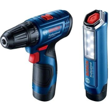 Bosch Professional Bosch GSR 120-LI 2x2Ah + GLI 12V-300 lámpa elemlámpa
